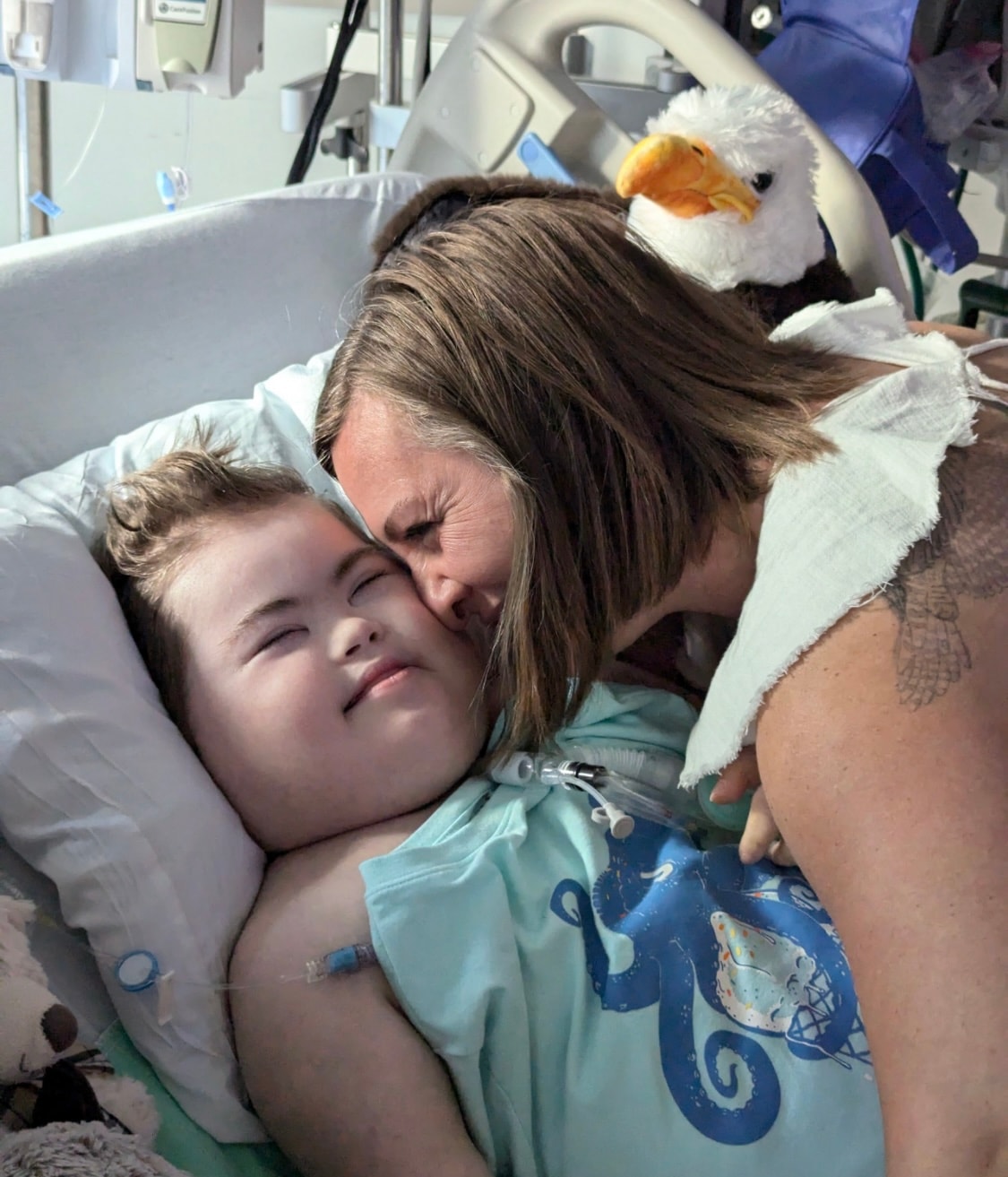 Cara and Oscar in the hospital